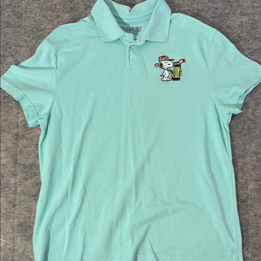 Peanuts Blue Polo Shirt with Embroidered Detail Mens